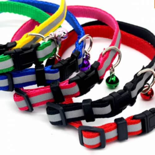 6 Color Reflective Retractable Dog Collar with Bell