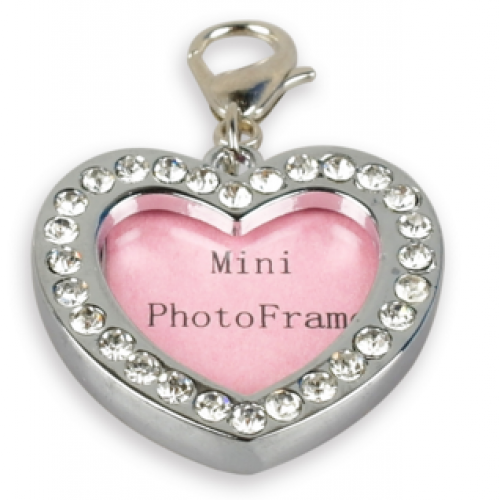 Rhinestones Enamel Mini Photo Frame Dog Tag